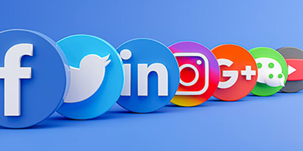 3d render of social media icon collection